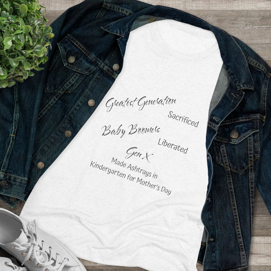 Gen X Ashtrays Triblend Slim Fit Softest Tee - black font in multiple colors