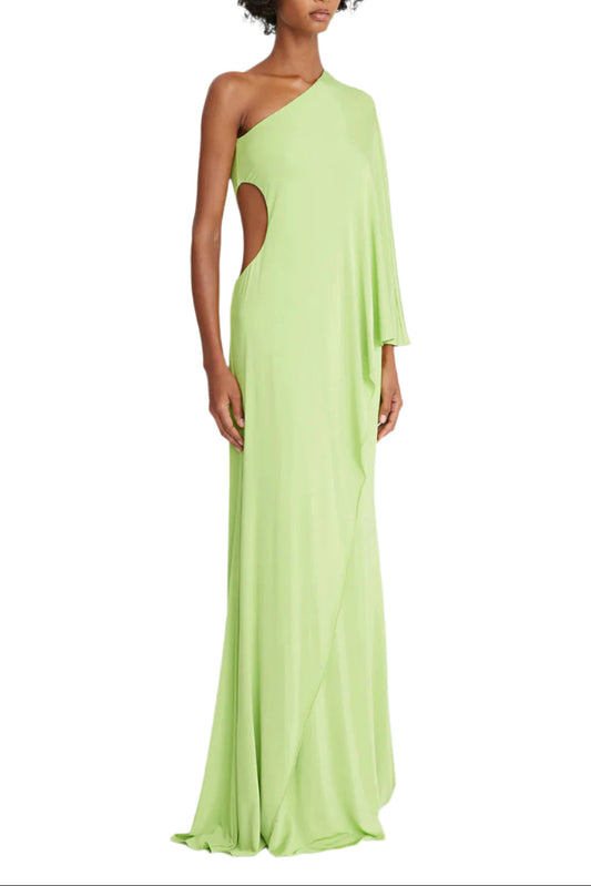 Halston One Shoulder Cascade Dress