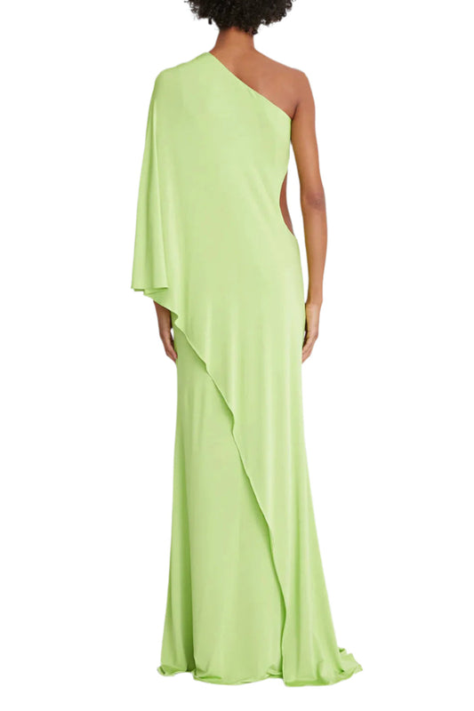 Halston One Shoulder Cascade Dress