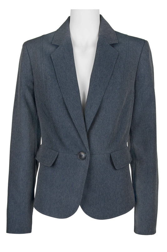 Evan Picone Knotched Collar Button Long Sleeve Twill Blazer-0