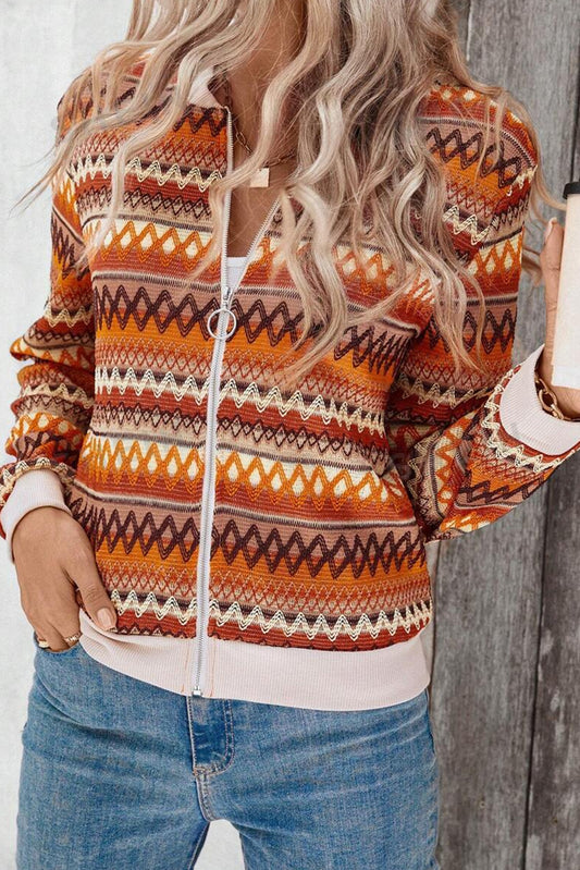 Striped Zip Up Sweater