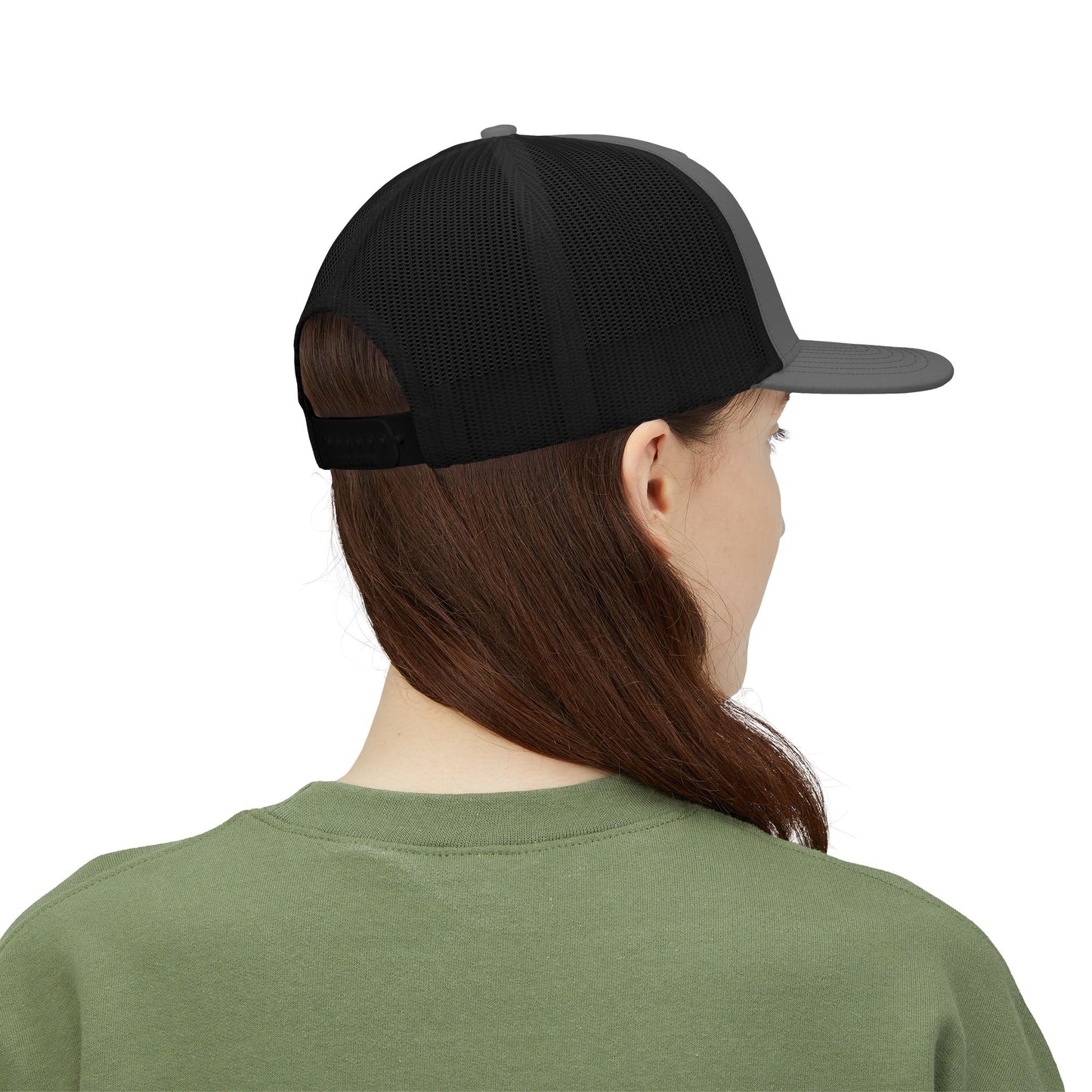 Feet in Straps Embroidered Snapback Trucker Cap - black font in multiple colors