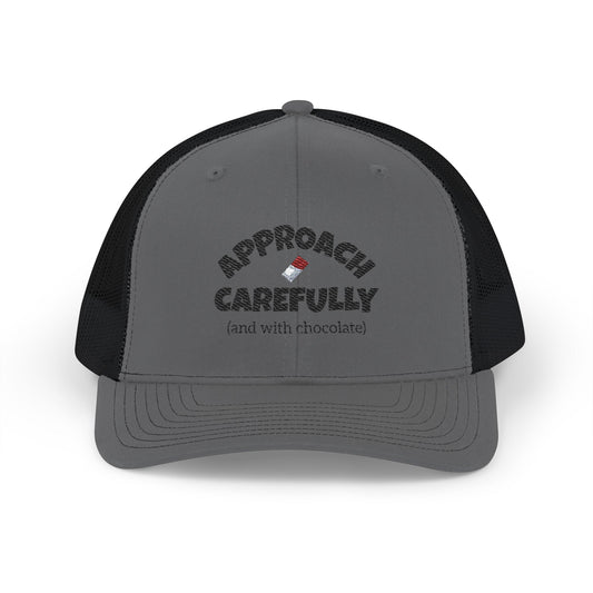 Approach with Chocolate Embroidered Snapback Trucker Cap - black font in multiple colors