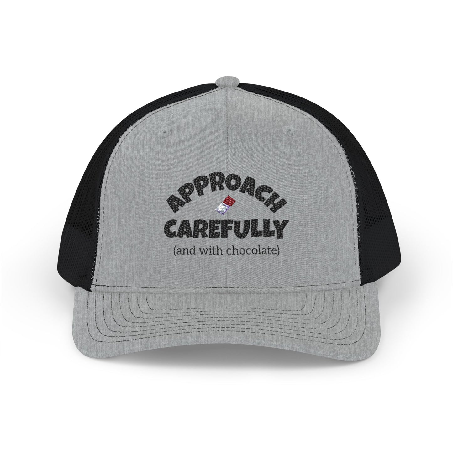 Approach with Chocolate Embroidered Snapback Trucker Cap - black font in multiple colors