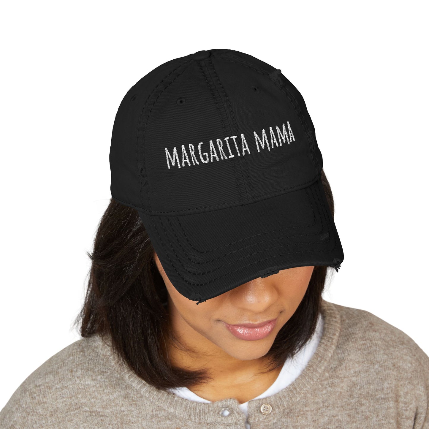 Margarita Mama Distressed Embroidered Cap - white font in multiple colors