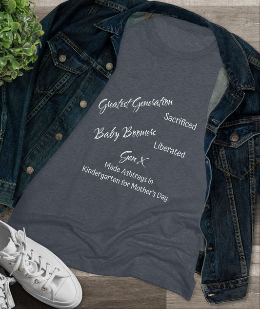 Gen X Ashtrays Triblend Slim Fit Softest Tee - white font in multiple colors