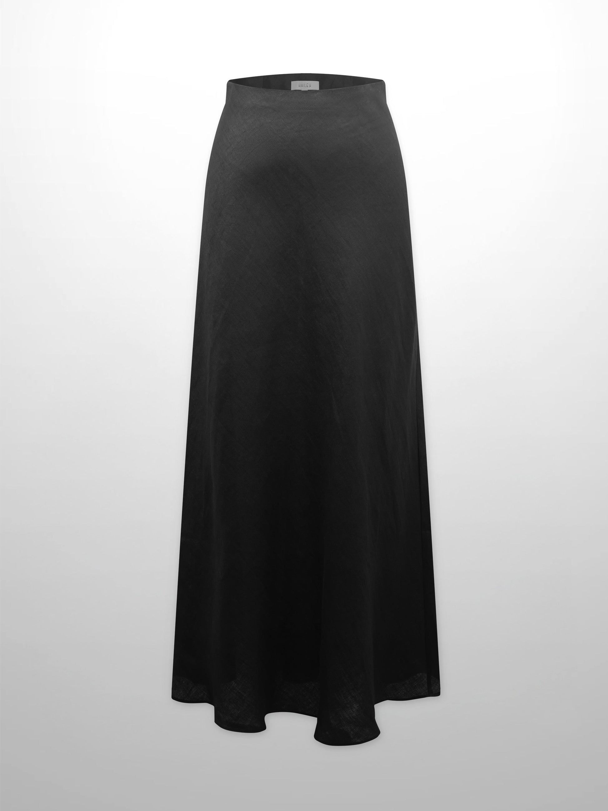 Linen Slip Skirt-Black-0