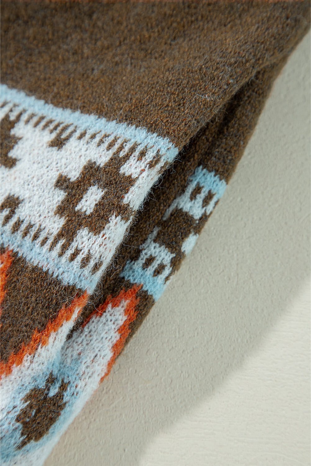 Aztec Knitted Cardigan in brown and khaki