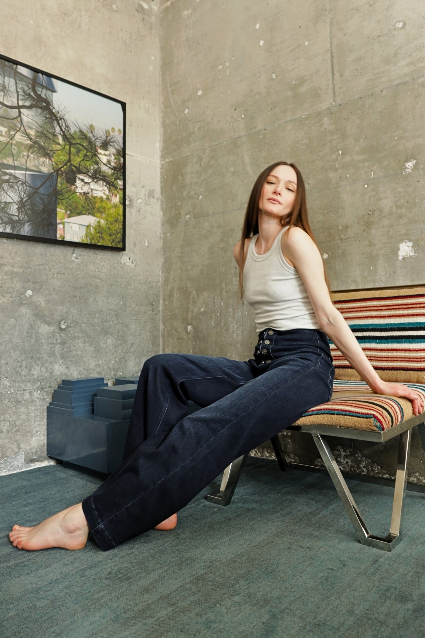 Eco Friendly Ultra High Rise Palazzo Sailor Jeans by Artemis Vintage