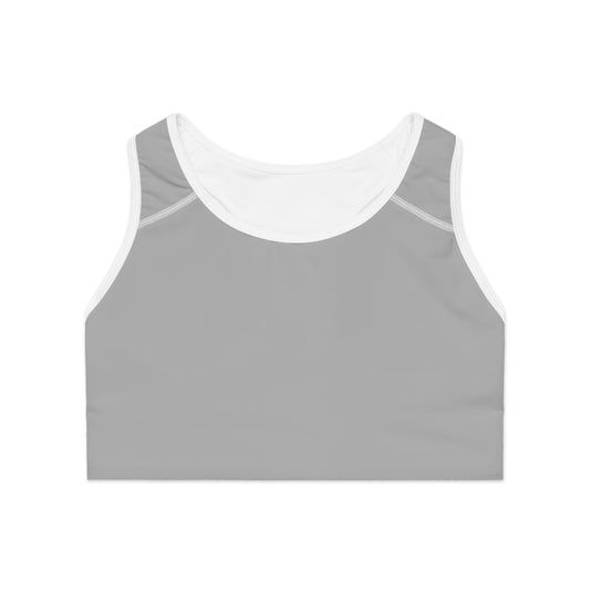 Grey Moisture-Wicking Sports Bra with White or Black Stitching