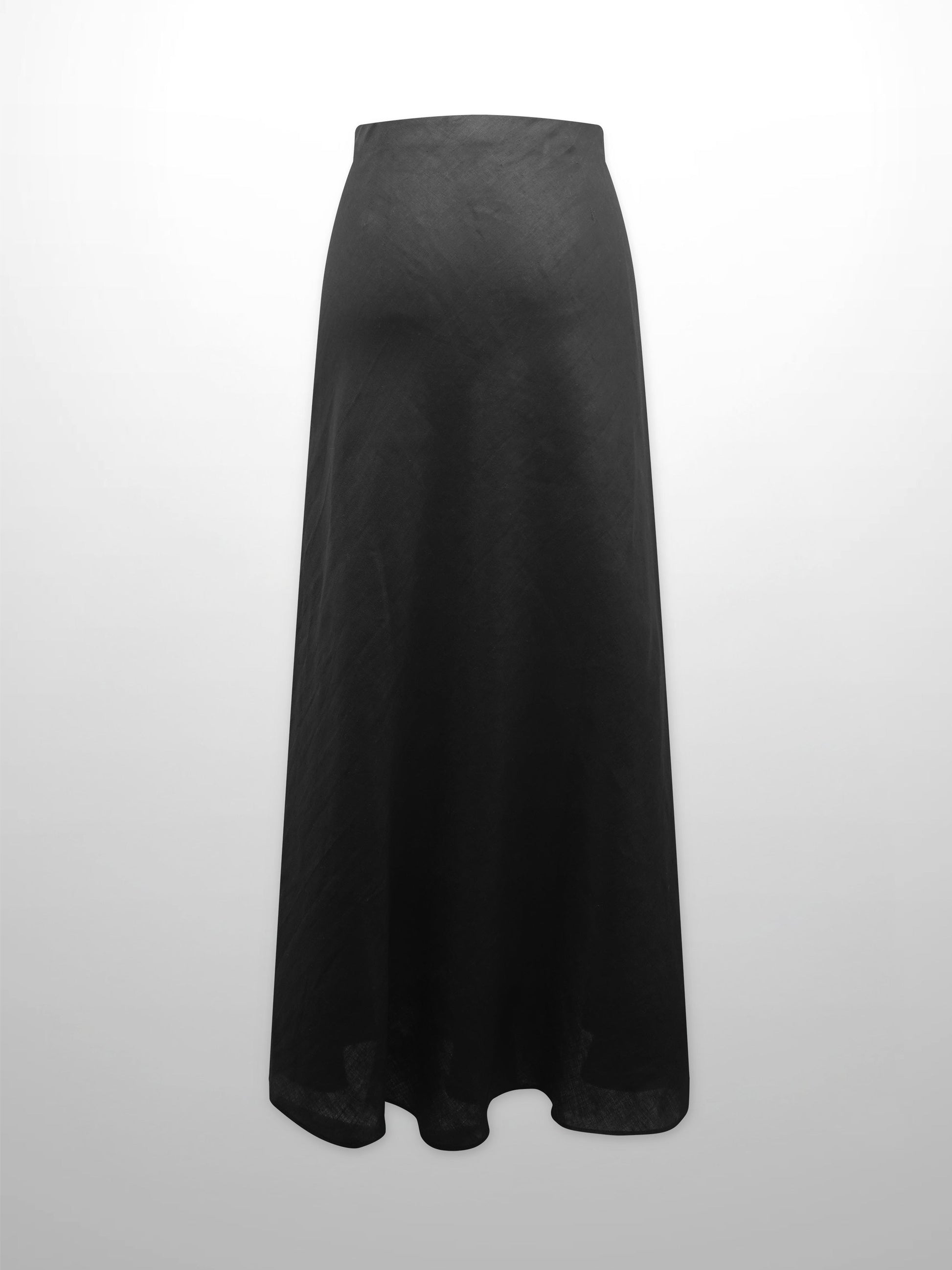 Linen Slip Skirt-Black-1