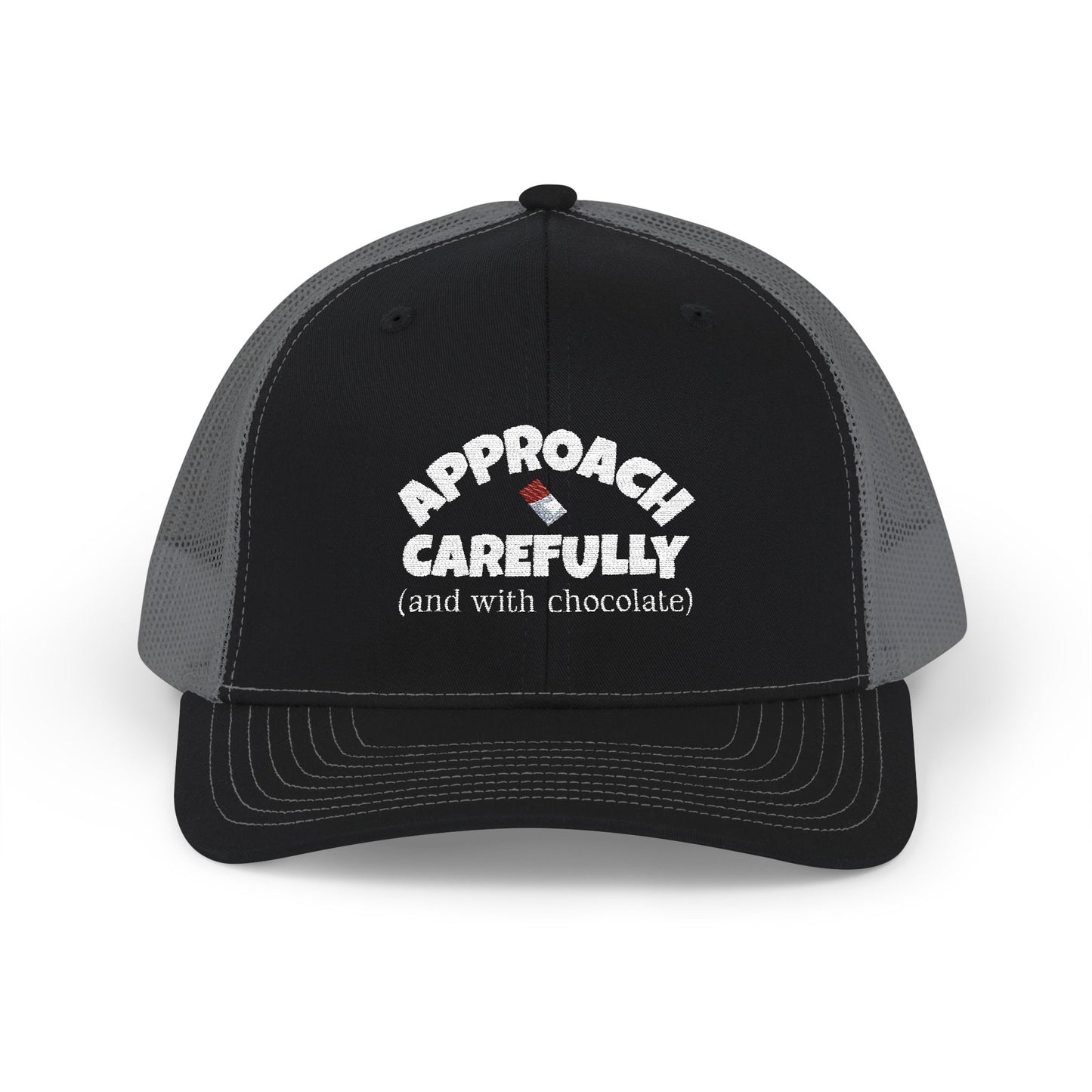 Approach with Chocolate Embroidered Snapback Trucker Cap - white font in multiple colors