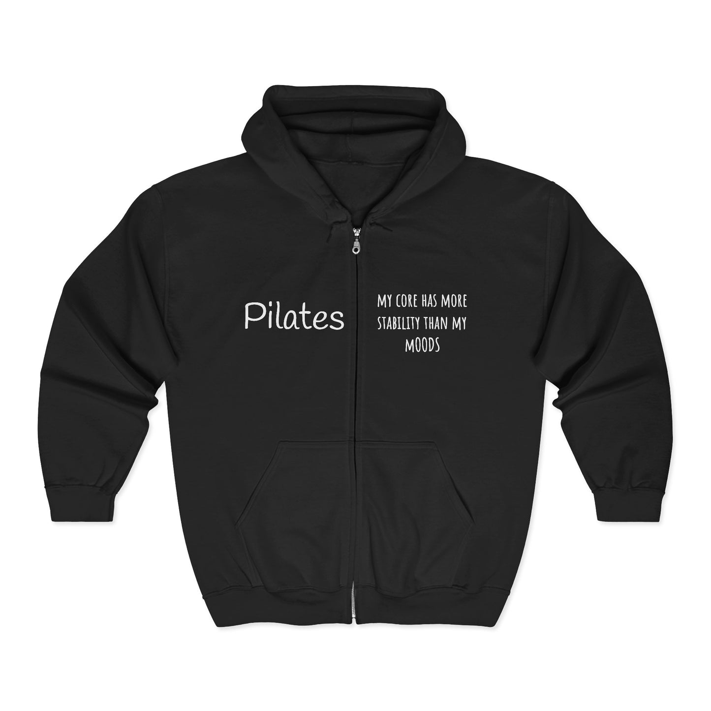 Pilates Mood Stability Full Zip GD Hoodie - white font in multiple colors