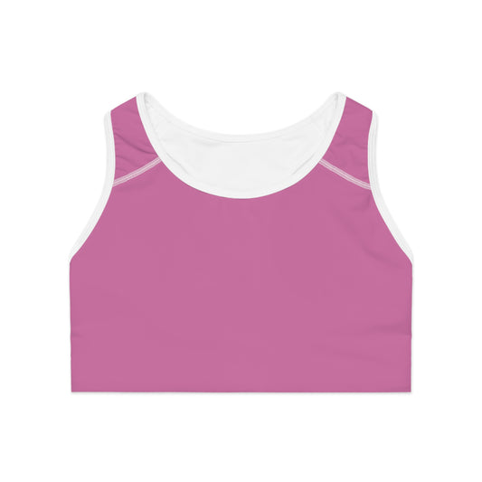 Pink Moisture-Wicking Sports Bra with White or Black Stitching