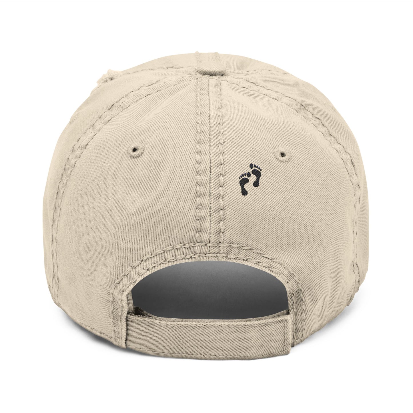 "Feet in Straps" Distressed Embroidered Cap