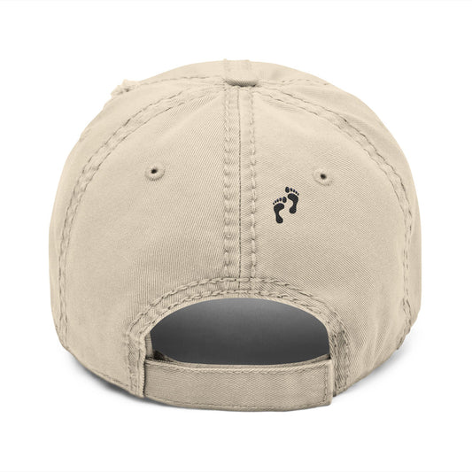 "Feet in Straps" Distressed Embroidered Cap