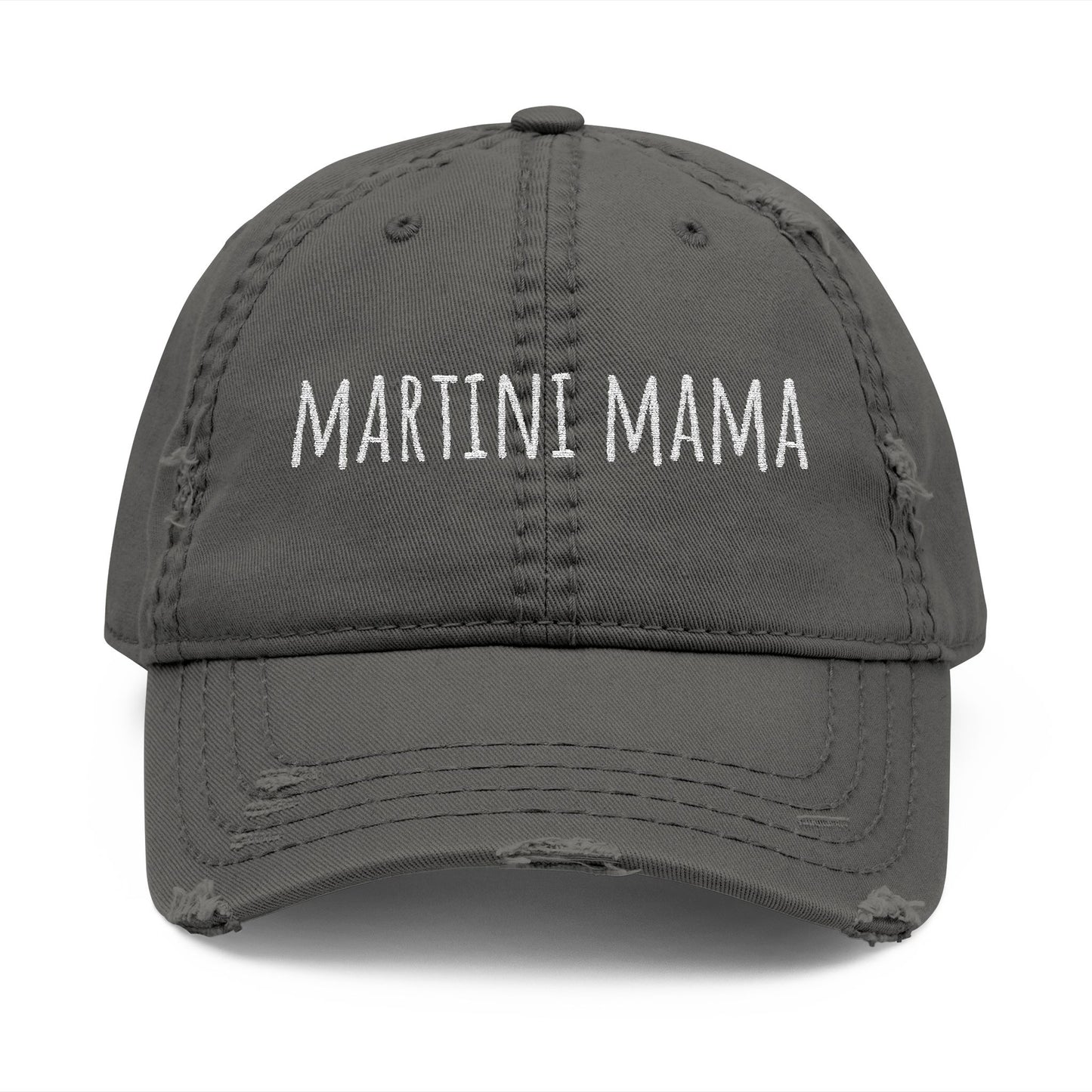 Martini Mama Distressed Embroidered Cap - white font in multiple colors