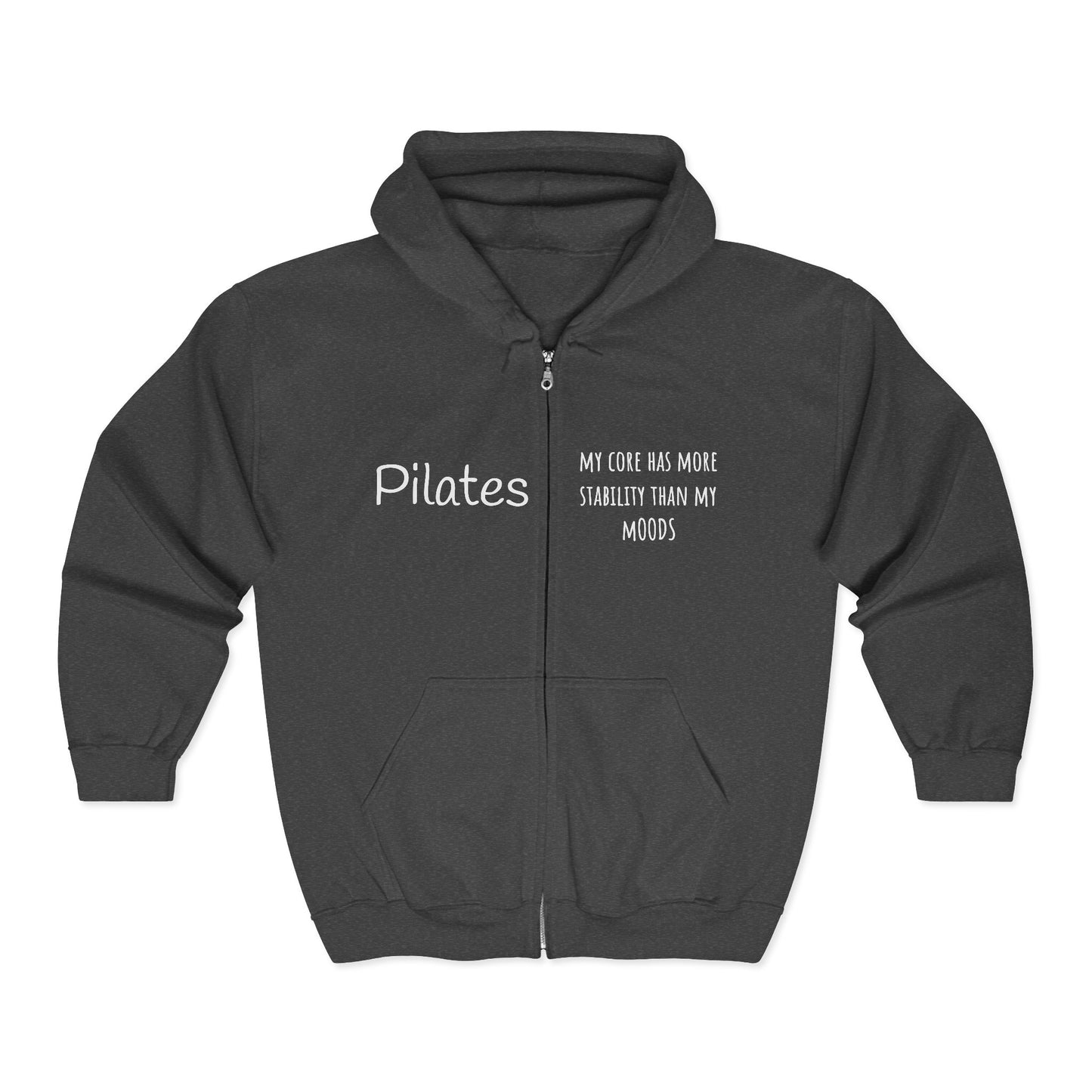 Pilates Mood Stability Full Zip GD Hoodie - white font in multiple colors
