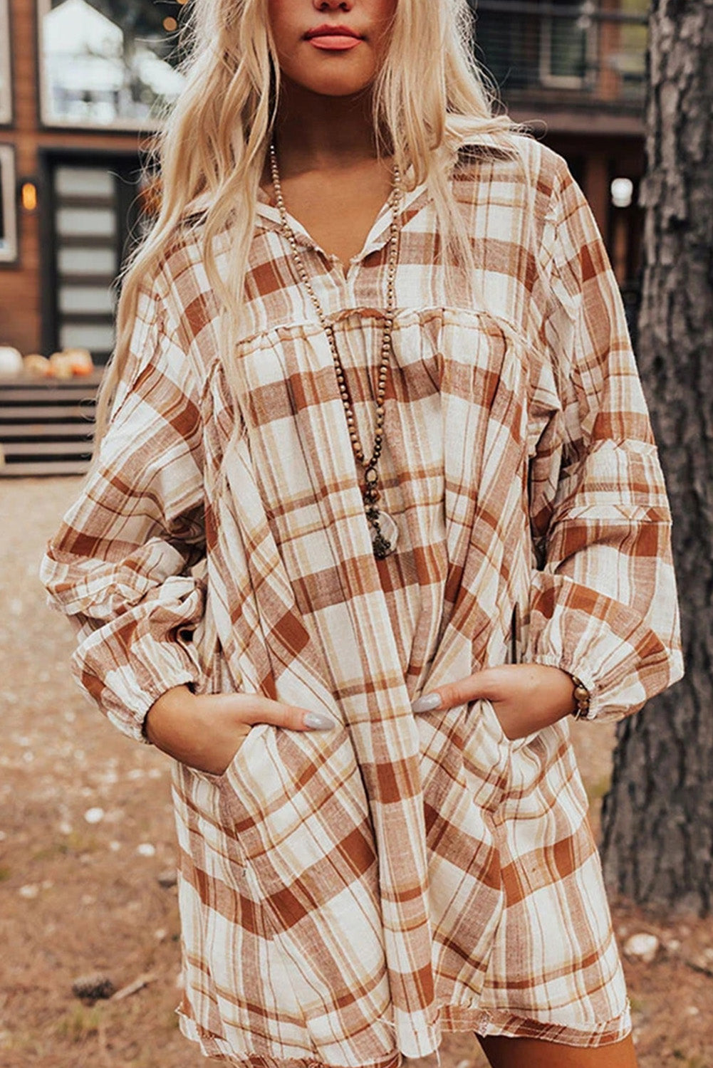 Plaid Babydoll Mini Dress