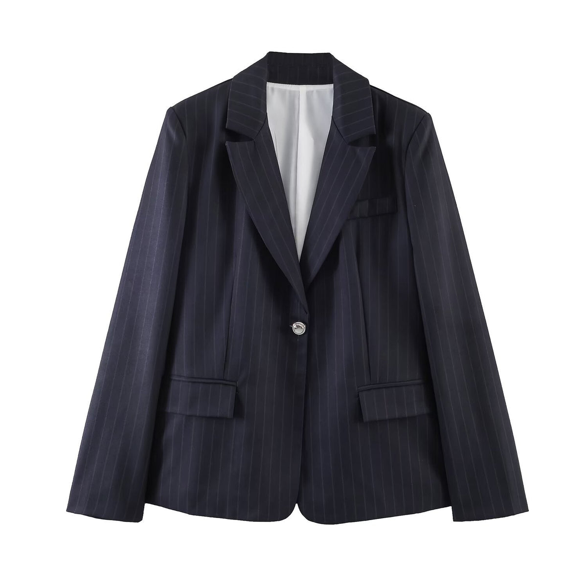 Women's Jacket Dark Navy Pinstripe BYMANYC ® New York WALL STREET PINSTRIPE TAILORED BLAZER - New Collection-1