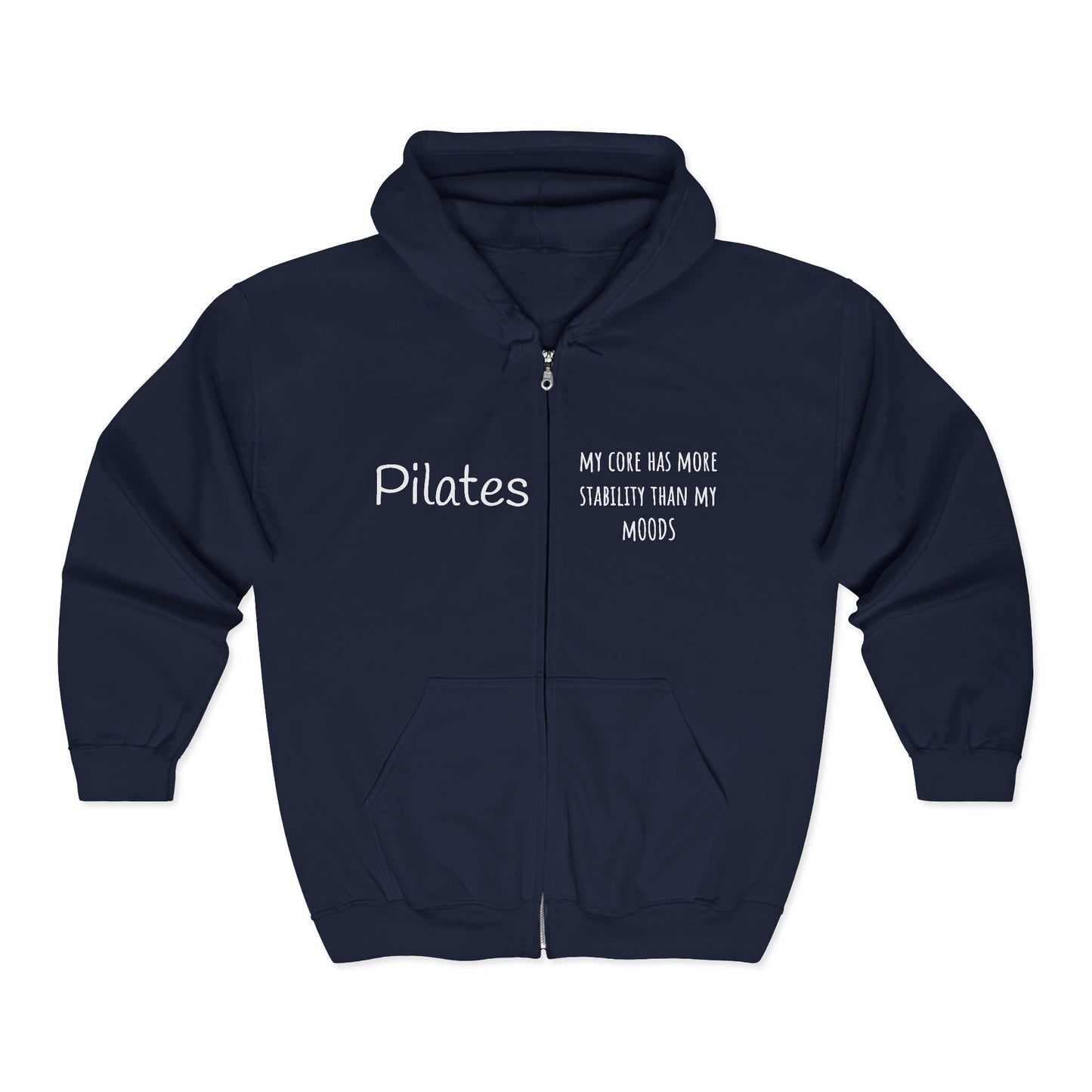 Pilates Mood Stability Full Zip GD Hoodie - white font in multiple colors