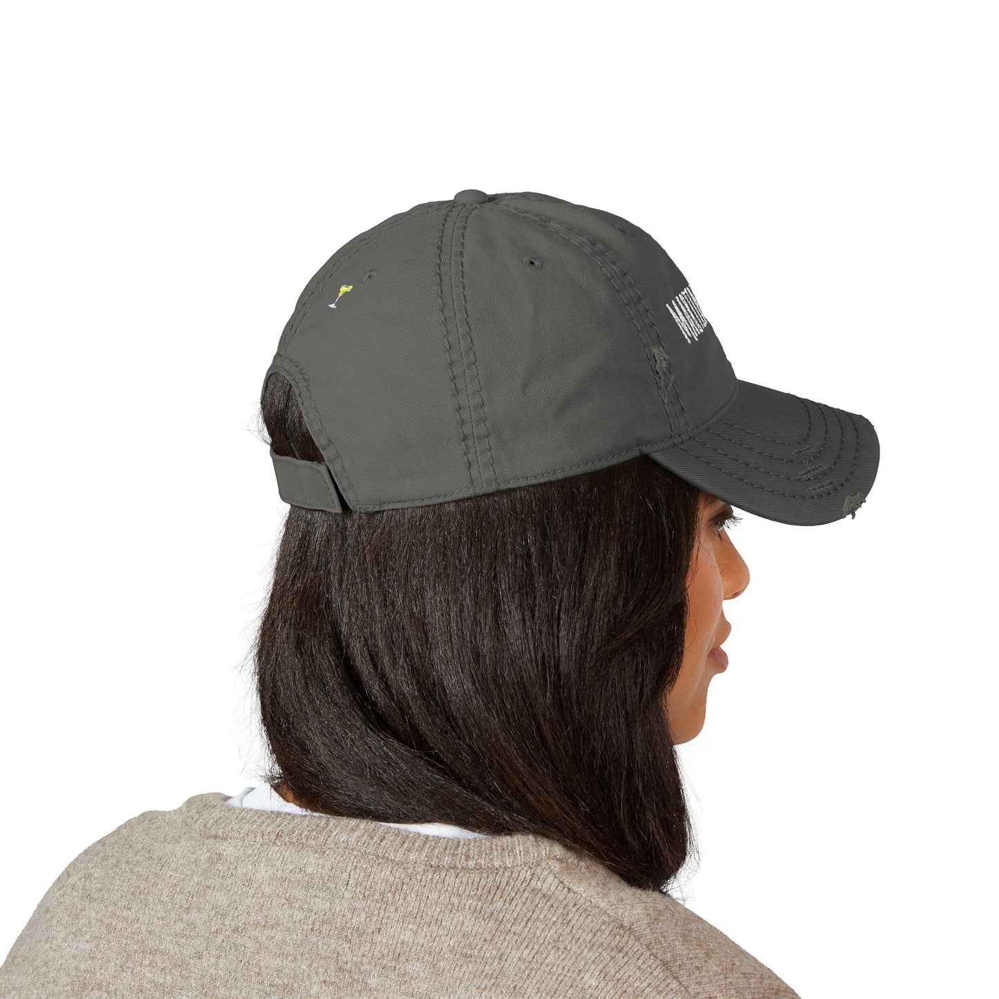 Martini Mama Distressed Embroidered Cap - white font in multiple colors