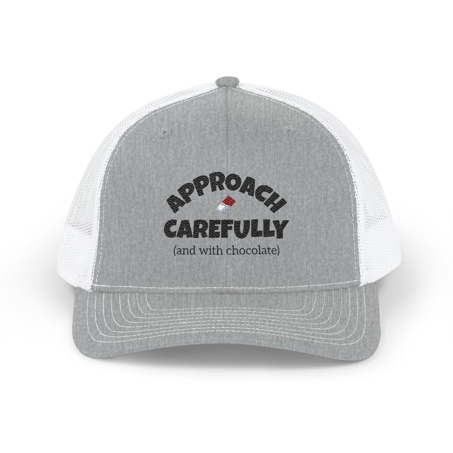Approach with Chocolate Embroidered Snapback Trucker Cap - black font in multiple colors