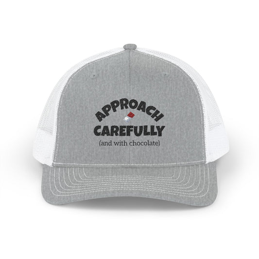 Approach with Chocolate Embroidered Snapback Trucker Cap - black font in multiple colors