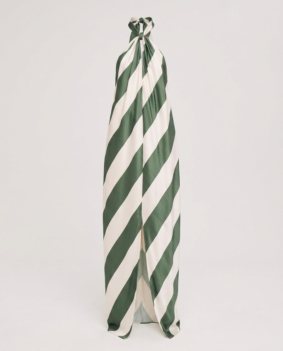 Striped Halter Maxi Dress