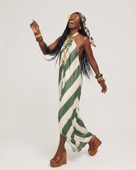 Striped Halter Maxi Dress