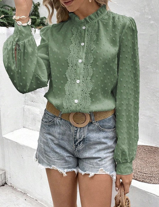 Vintage Swiss Dot Lace Blouse in multiple colors