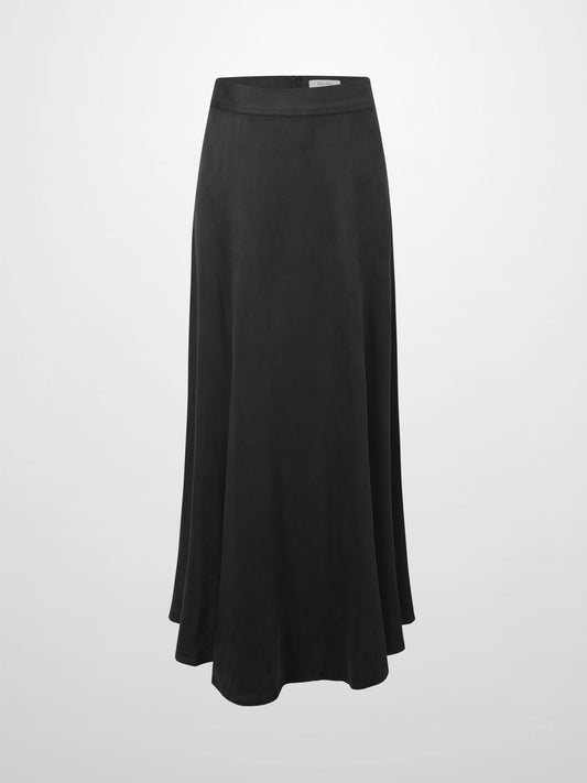 Suede Trumpet Skirt-Black-0