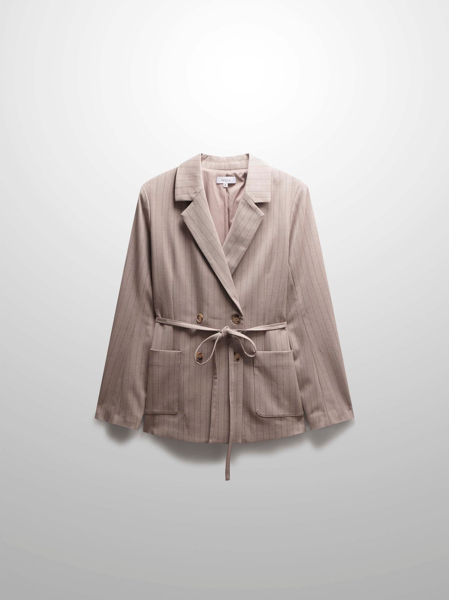 Double Breasted Pinstripe Jacket-Brown-1