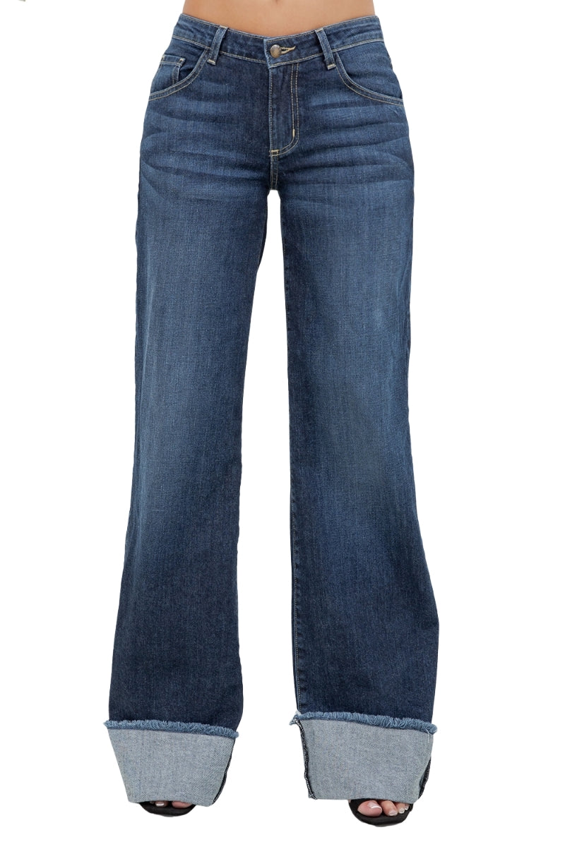 The Gary Jean (30" 32") - Low Rise Wide Leg Cuffed in Monterey Wash by GJG Denim