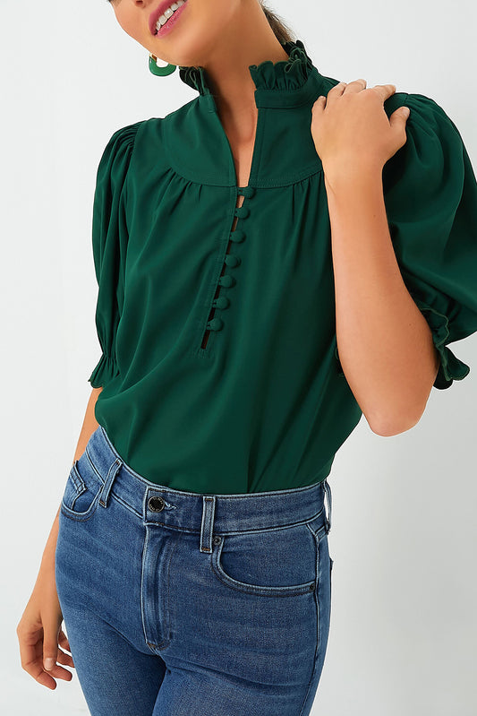 Elegant Button Collar Blouse*