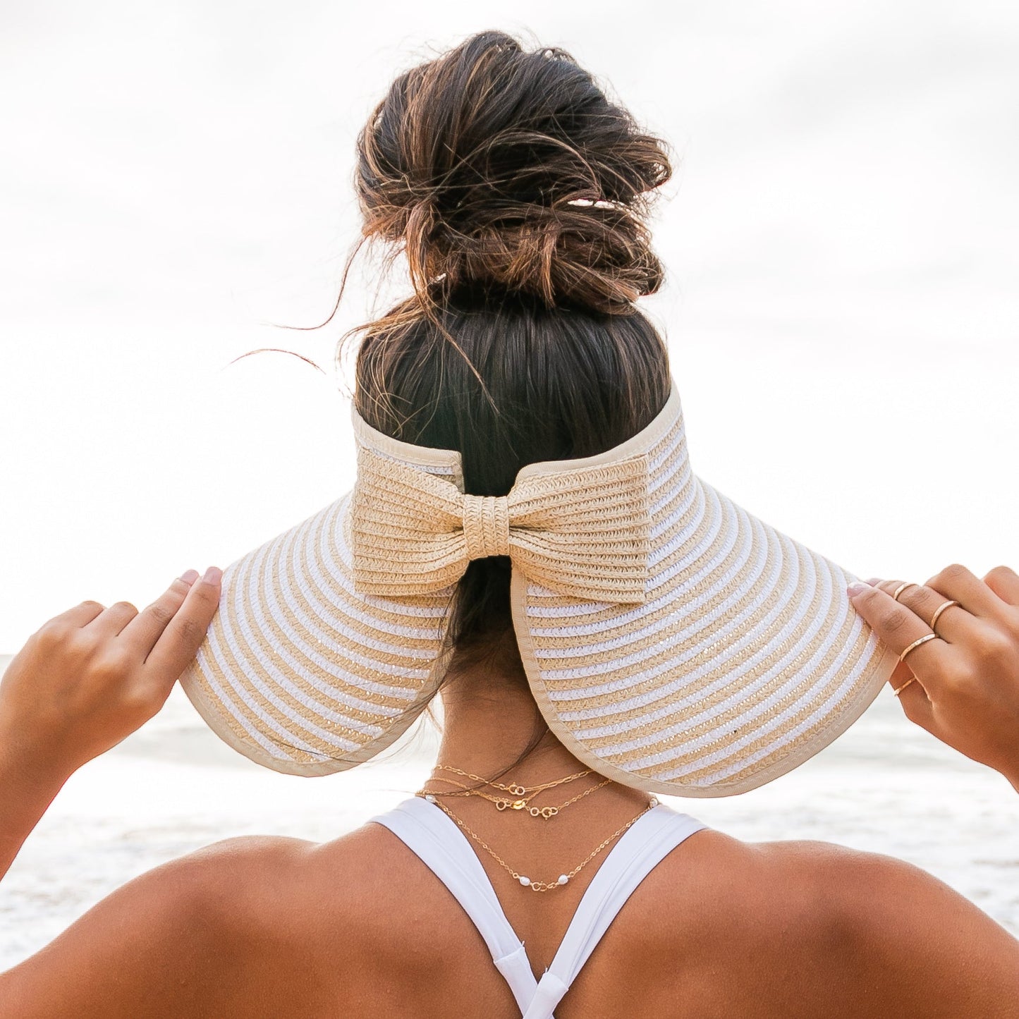 Foldable Bow Stripe Visor in multiple colors