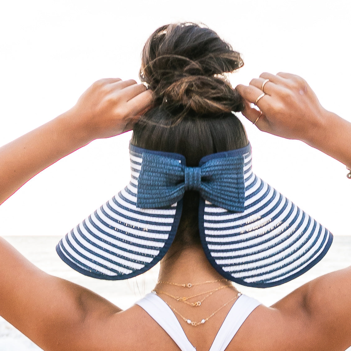 Foldable Bow Stripe Visor in multiple colors