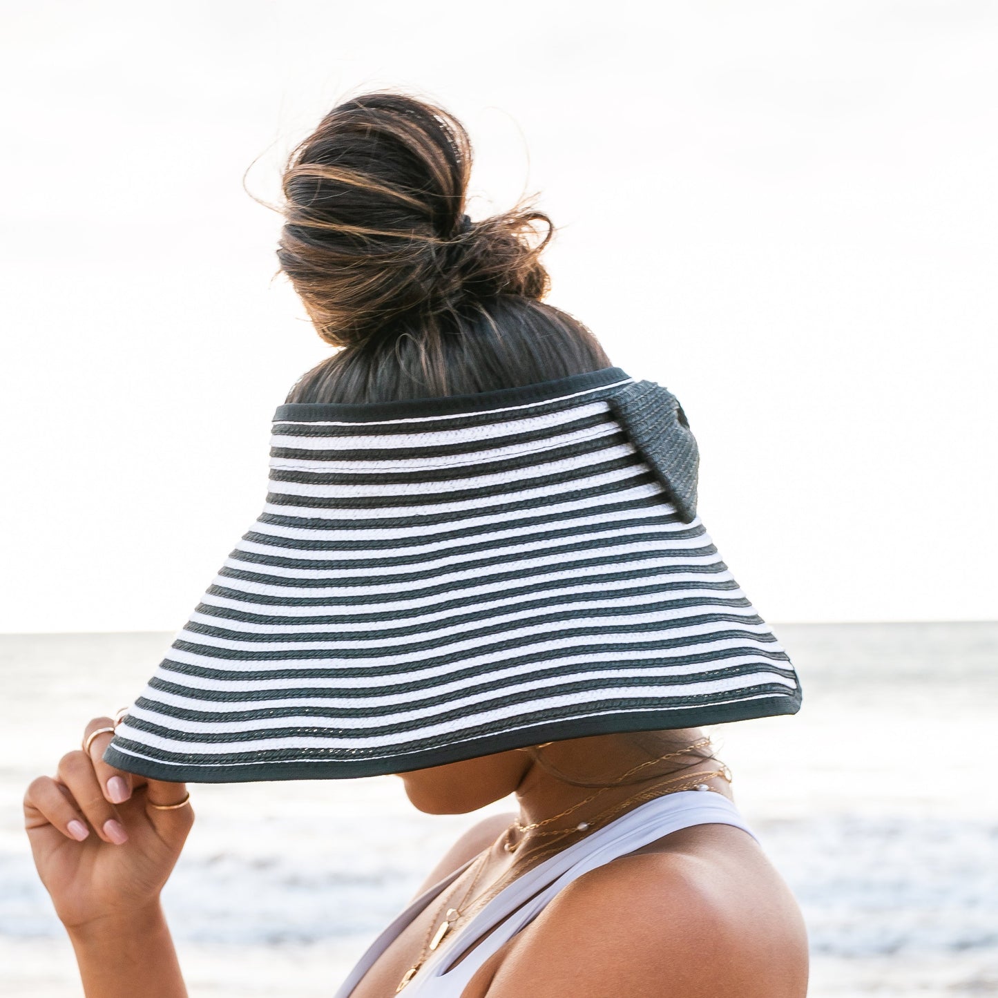 Foldable Bow Stripe Visor in multiple colors