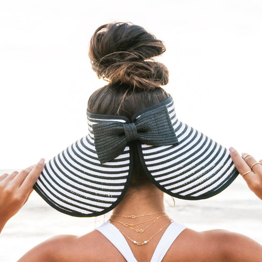 Foldable Bow Stripe Visor in multiple colors
