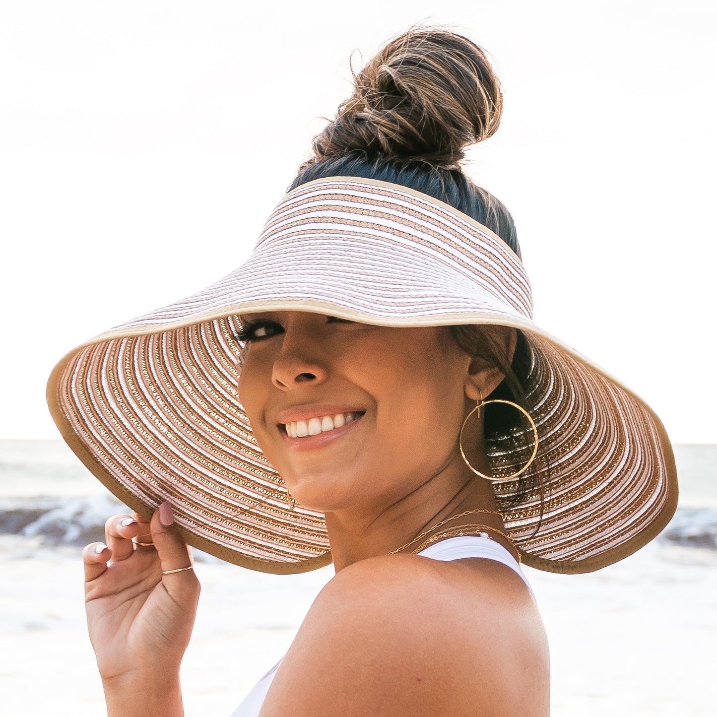 Foldable Bow Stripe Visor in multiple colors