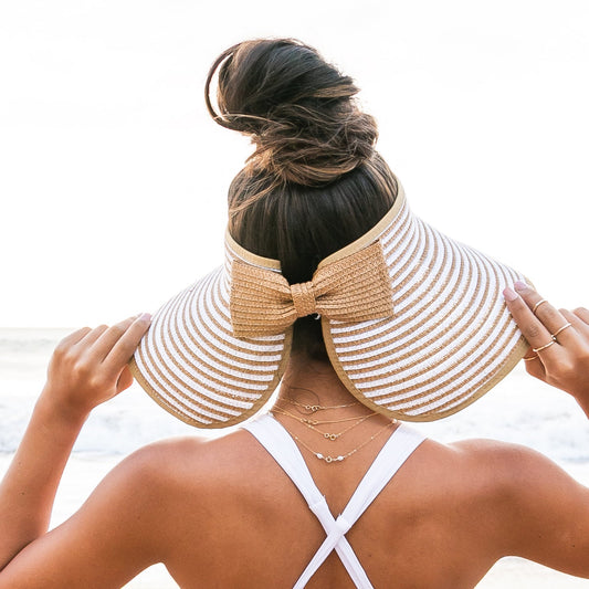 Foldable Bow Stripe Visor in multiple colors