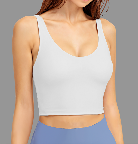White Low Cut Sports Bra Top