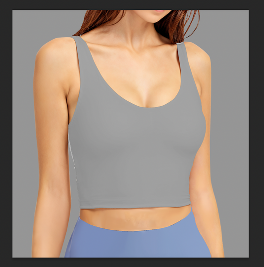 Grey Low Cut Sports Bra Top