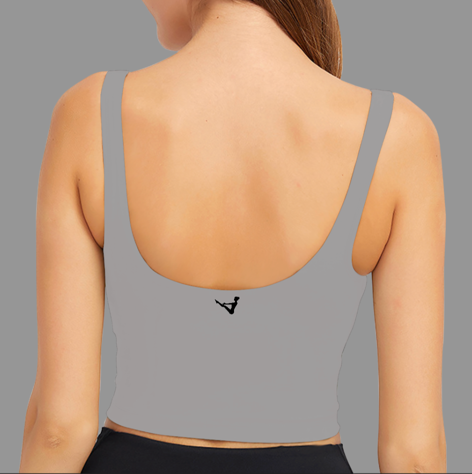 Grey Low Cut Sports Bra Top