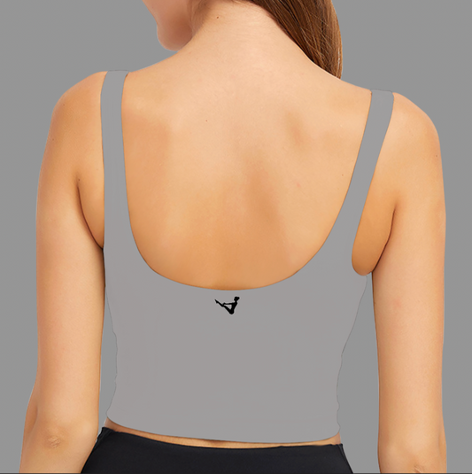 Grey Low Cut Sports Bra Top
