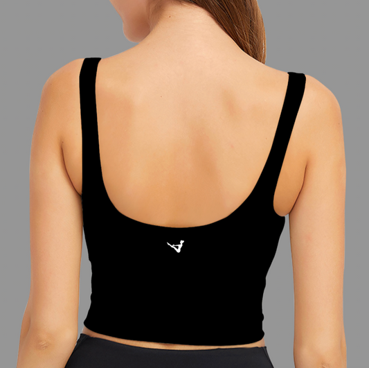 Black Low Cut Sports Bra Top