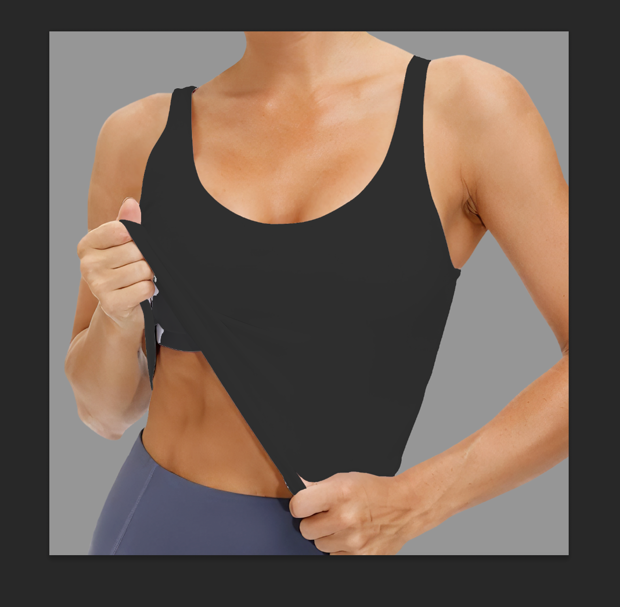 Black Low Cut Sports Bra Top