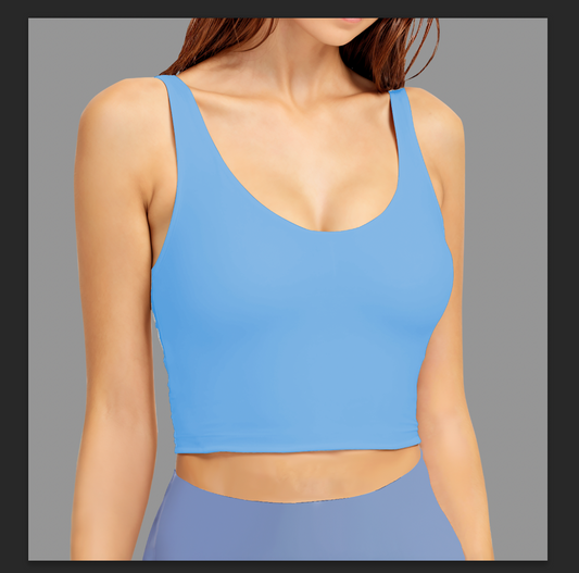 Blue Low Cut Sports Bra Top