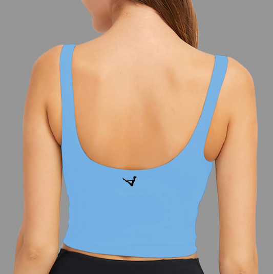 Blue Low Cut Sports Bra Top
