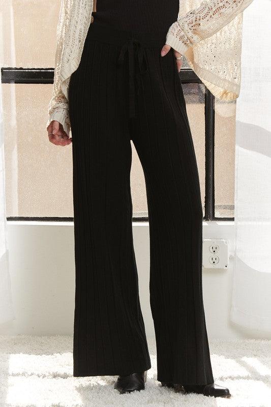ADORA Tied Wide Leg Knit Pants-0